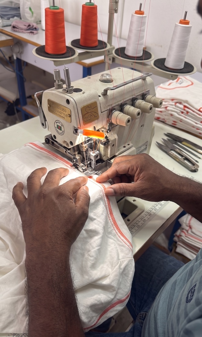 Overlock stitching at the Klothewala Tirupur unit